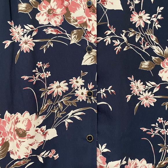 Large, Navy Floral Shirt Dress - Picture 3 of 4
